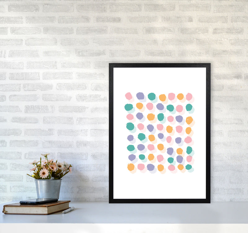 Pink Polka Dots Abstract Modern Print A2 White Frame