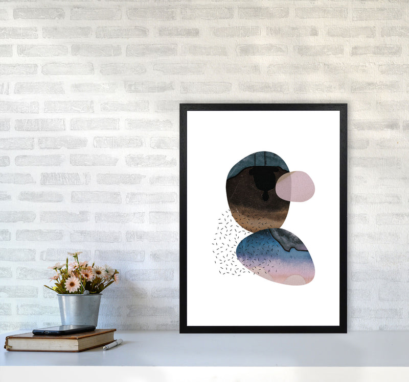 Pastel And Sand Abstract Shapes Modern Print A2 White Frame