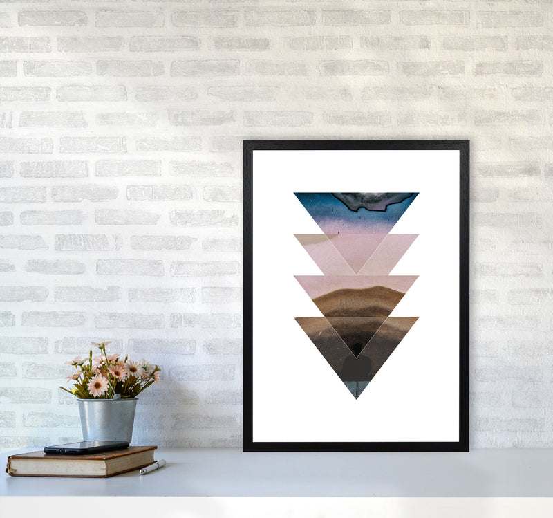 Pastel And Sand Abstract Triangles Modern Print A2 White Frame