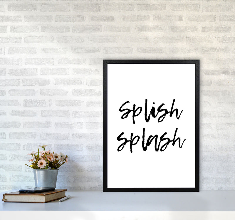 Splish Splash, Bathroom Modern Print, Framed Bathroom Wall Art A2 White Frame