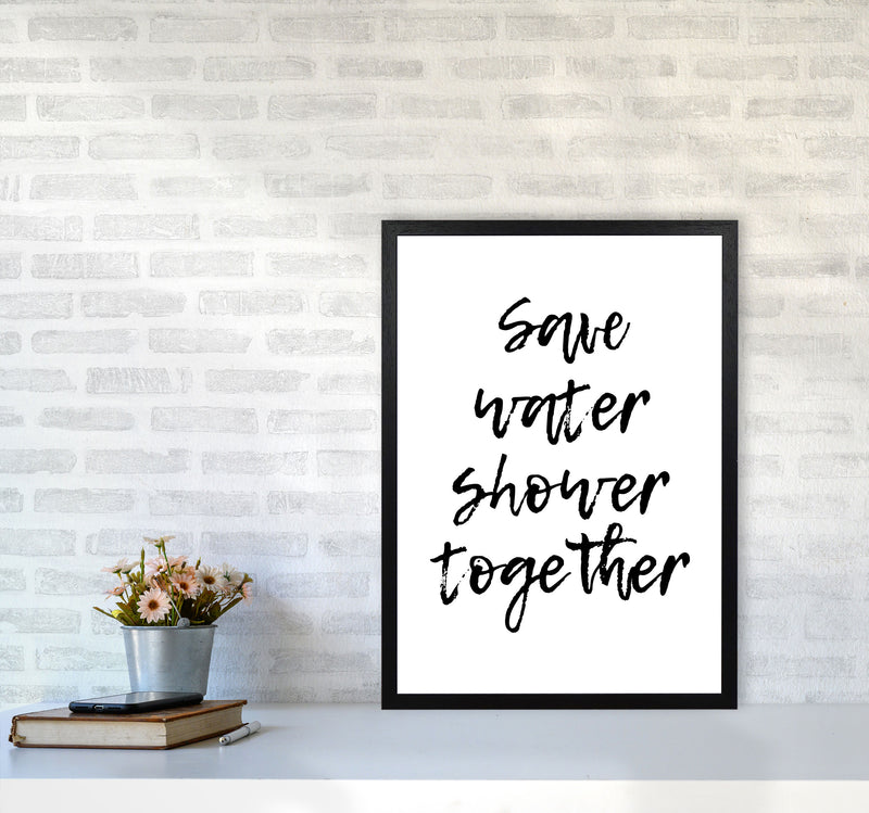 Shower Together, Bathroom Modern Print, Framed Bathroom Wall Art A2 White Frame