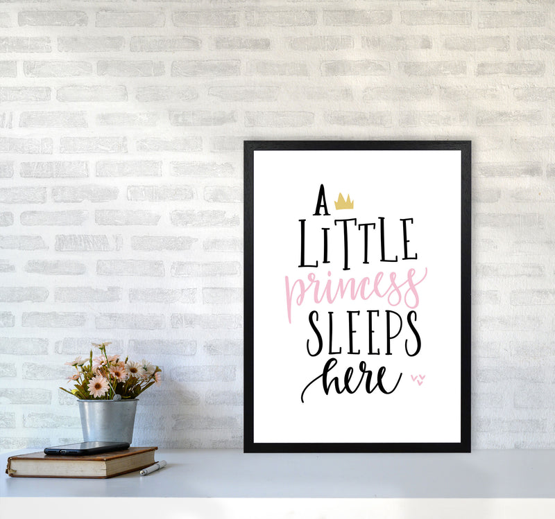 A Little Princess Sleeps Here Framed Nursey Wall Art Print A2 White Frame