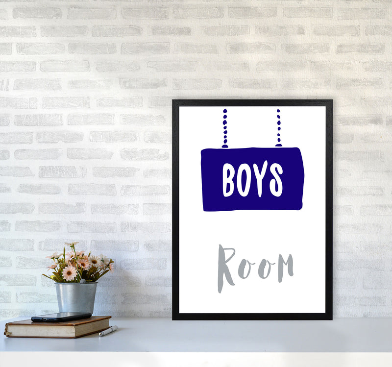 Boys Room Navy Framed Nursey Wall Art Print A2 White Frame