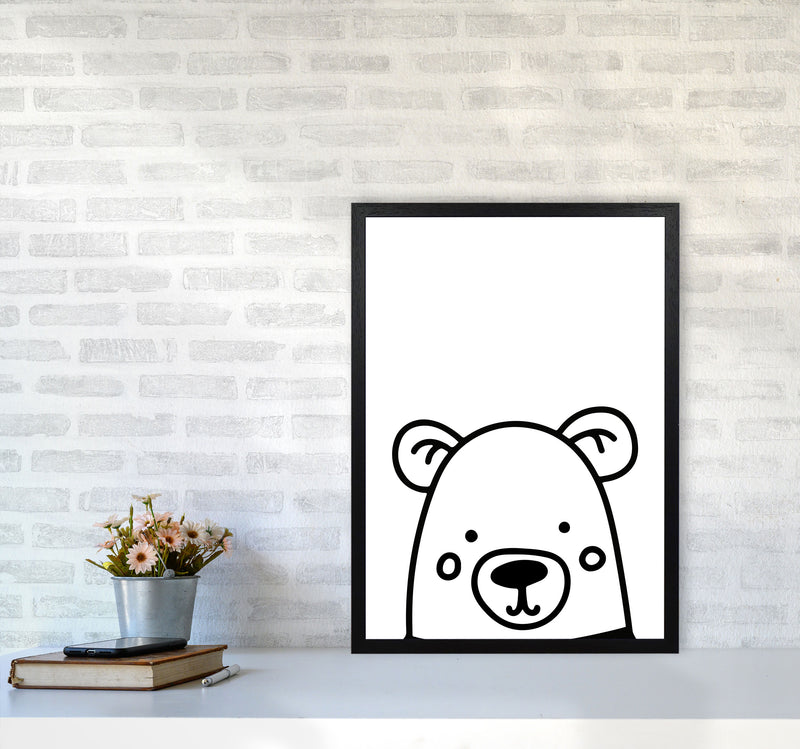 Black And White Bear Modern Print Animal Art Print A2 White Frame