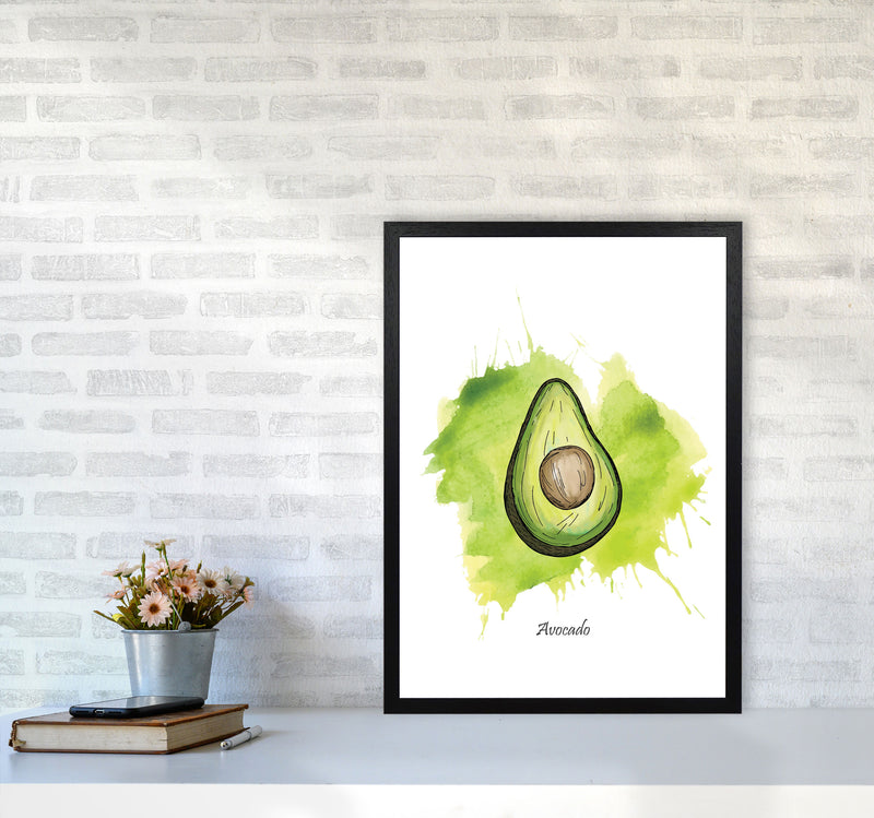 Avocado Modern Print, Framed Kitchen Wall Art A2 White Frame