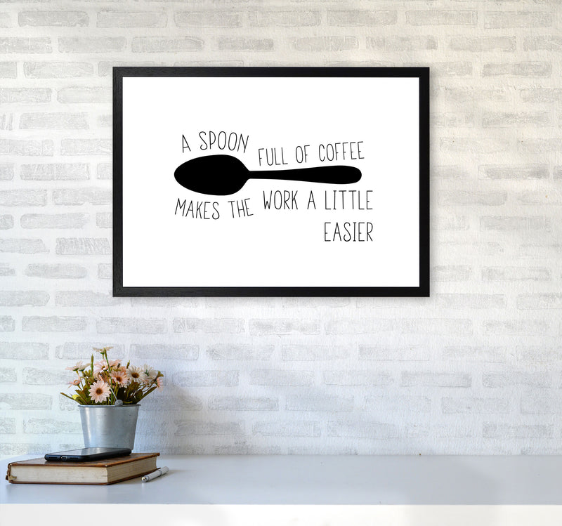 A Spoon Full Of Coffee Modern Print, Framed Kitchen Wall Art A2 White Frame