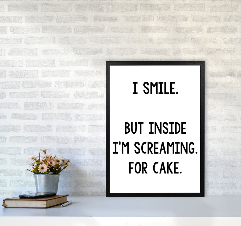 Screaming For Cake Modern Print, Framed Kitchen Wall Art A2 White Frame