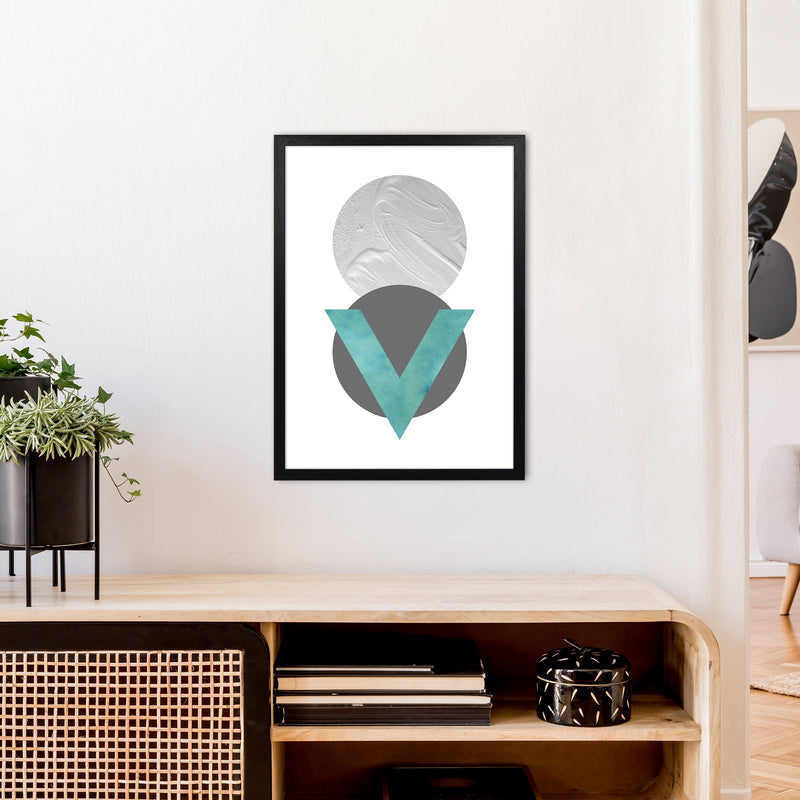 Marble Teal And Silver 1 Art Print by Pixy Paper A2 White Frame