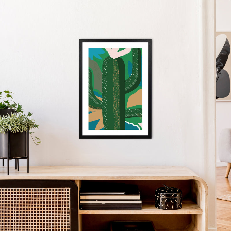 Cactus Jungle Abstract  Art Print by Pixy Paper A2 White Frame