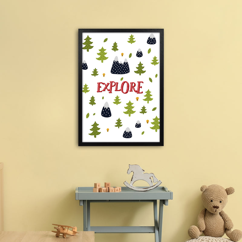 Little Explorer Trees Red  Art Print by Pixy Paper A2 White Frame