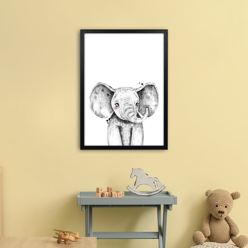 Safari Babies Elephant  Art Print by Pixy Paper A2 White Frame