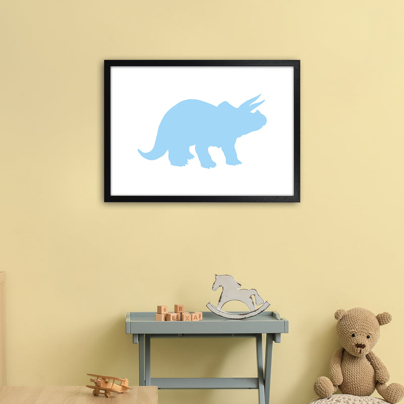 Triceratops Light Blue  Art Print by Pixy Paper A2 White Frame