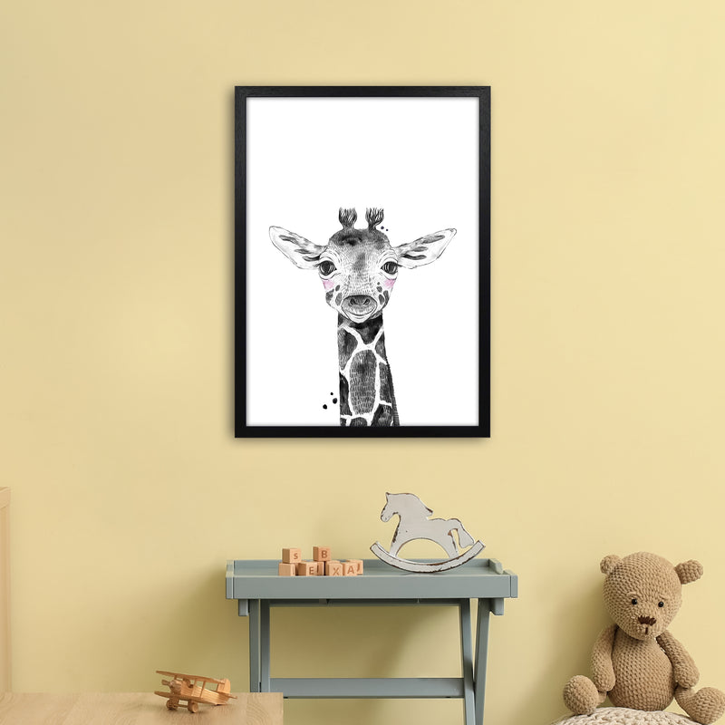 Safari Babies Giraffe  Art Print by Pixy Paper A2 White Frame