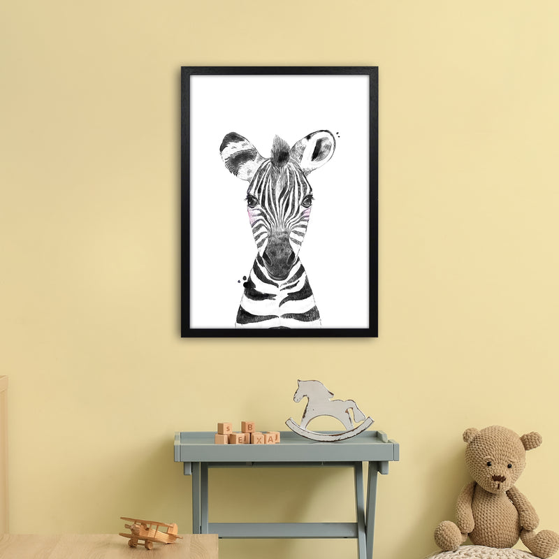 Safari Babies Zebra  Art Print by Pixy Paper A2 White Frame