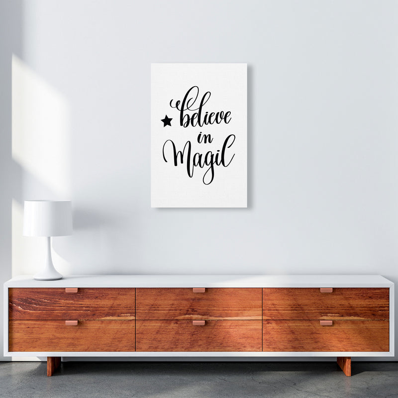 Believe In Magic Black Framed Typography Wall Art Print A2 Canvas