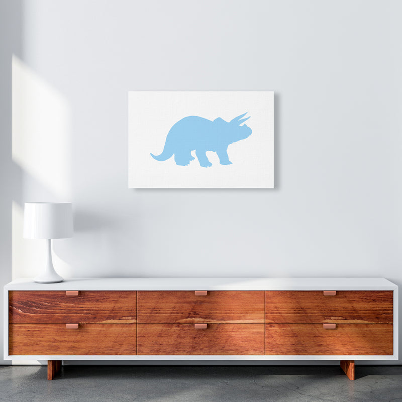 Triceratops Light Blue  Art Print by Pixy Paper A2 Canvas