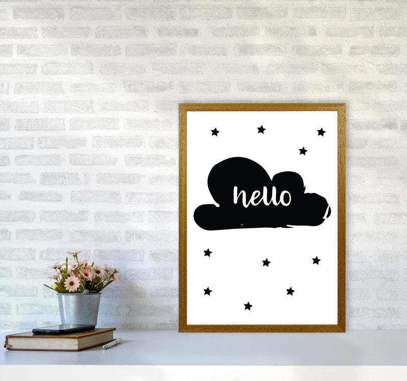 Hello Cloud Black Framed Nursey Wall Art Print A2 Print Only