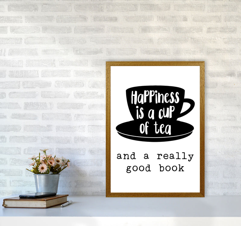 Happiness Is A Cup Of Tea Modern Print, Framed Kitchen Wall Art A2 Print Only