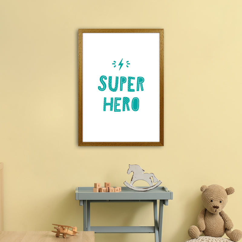 Super Hero Teal Super Scandi  Art Print by Pixy Paper A2 Print Only