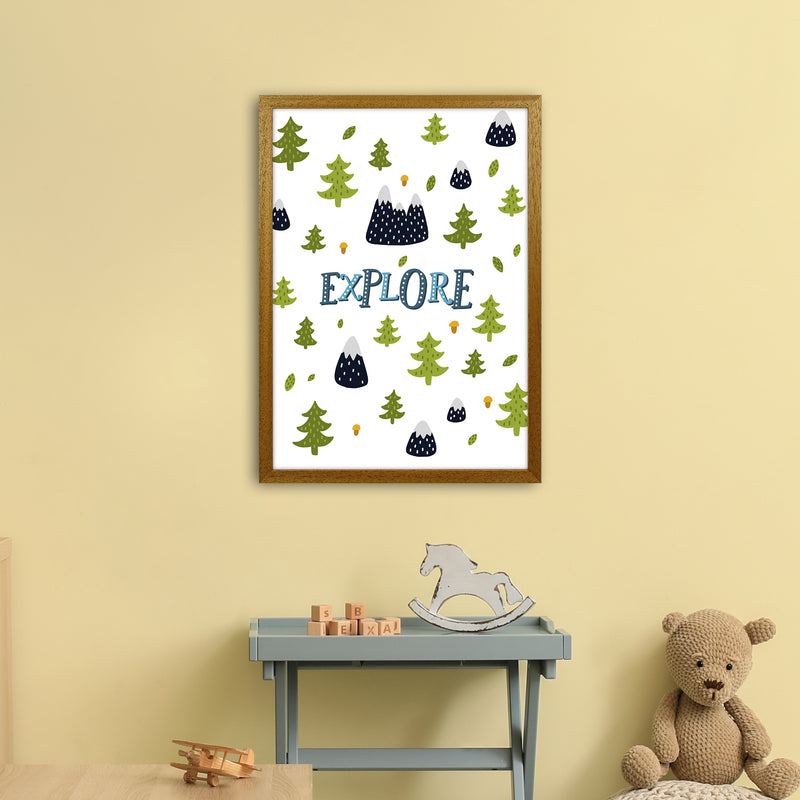 Little Explorer Trees Blue  Art Print by Pixy Paper A2 Print Only