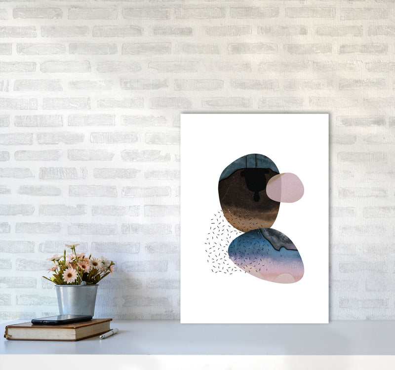 Pastel And Sand Abstract Shapes Modern Print A2 Black Frame