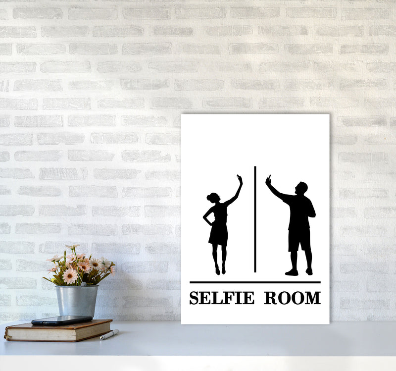 Selfie Room, Bathroom Modern Print, Framed Bathroom Wall Art A2 Black Frame