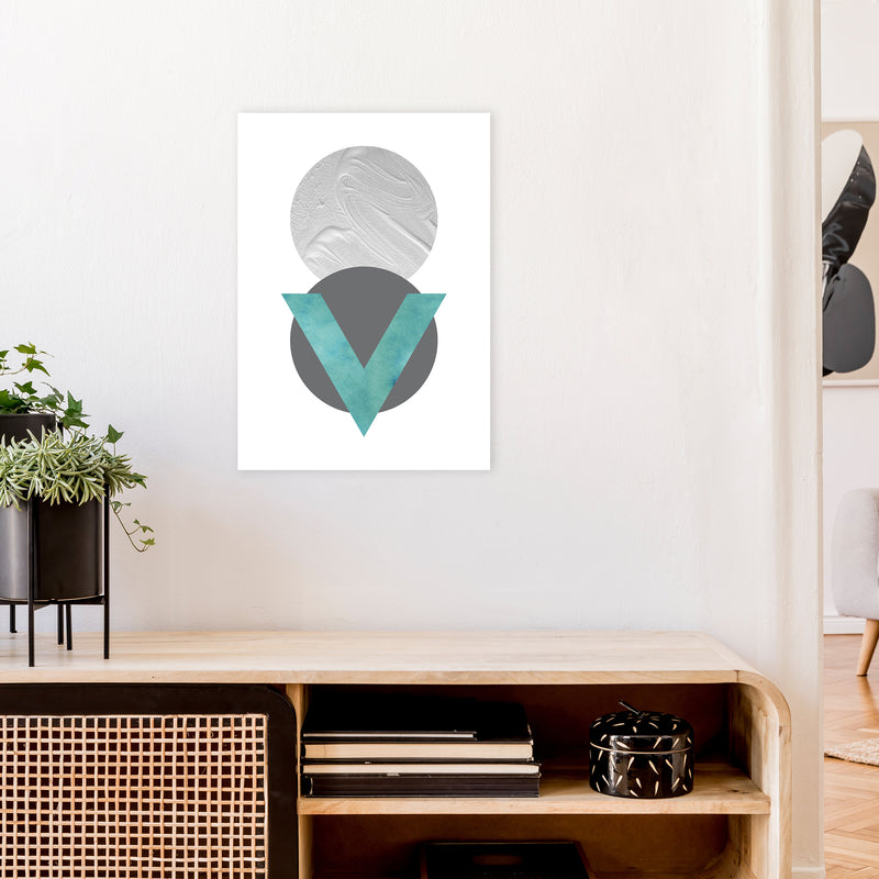 Marble Teal And Silver 1 Art Print by Pixy Paper A2 Black Frame