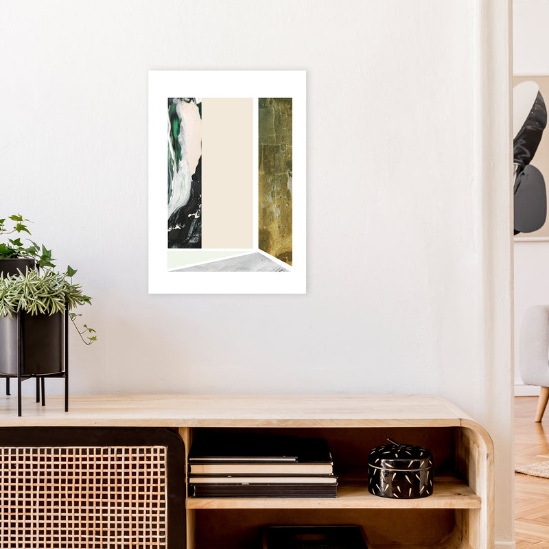 Green Marble Rectangle Abstract  Art Print by Pixy Paper A2 Black Frame