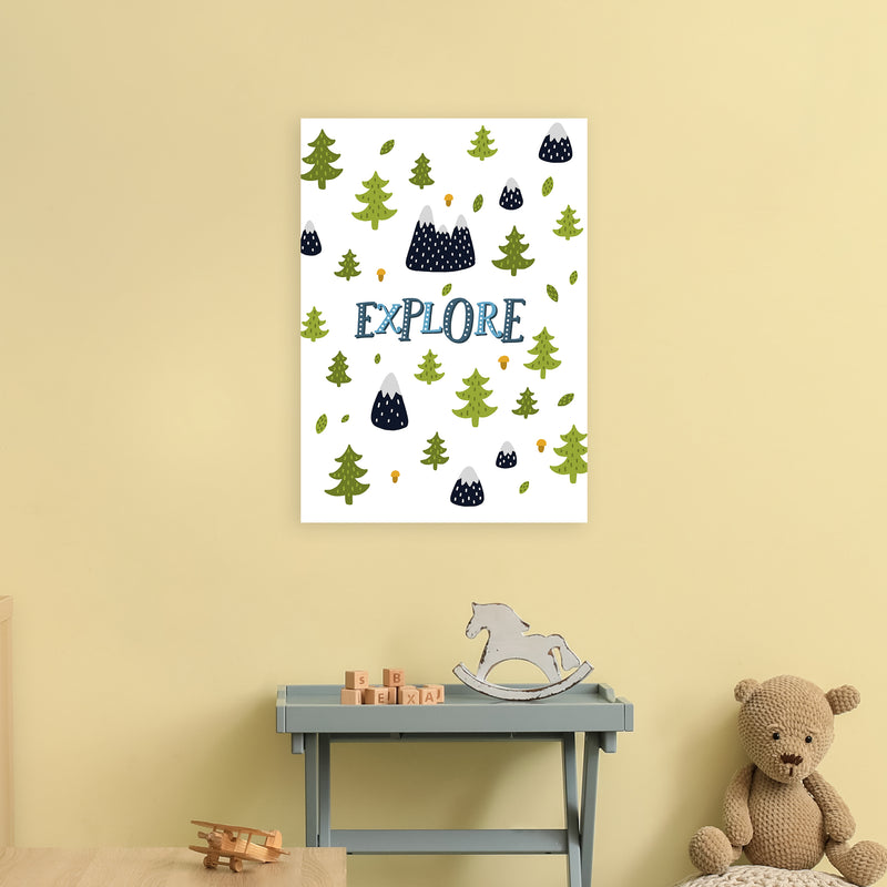 Little Explorer Trees Blue  Art Print by Pixy Paper A2 Black Frame