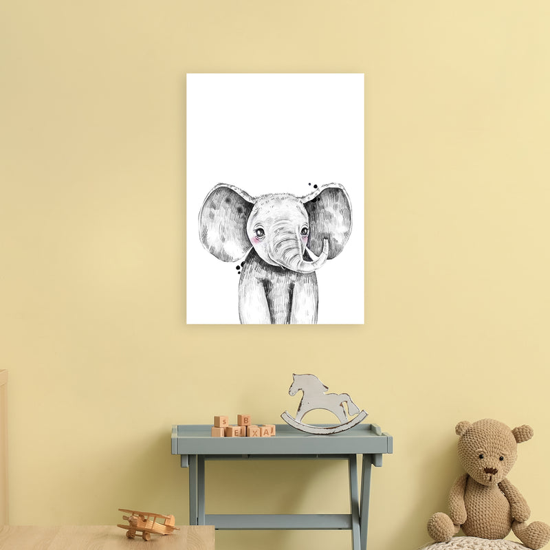 Safari Babies Elephant  Art Print by Pixy Paper A2 Black Frame