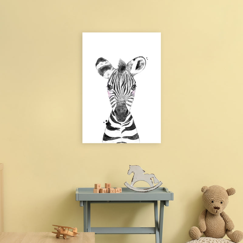 Safari Babies Zebra  Art Print by Pixy Paper A2 Black Frame