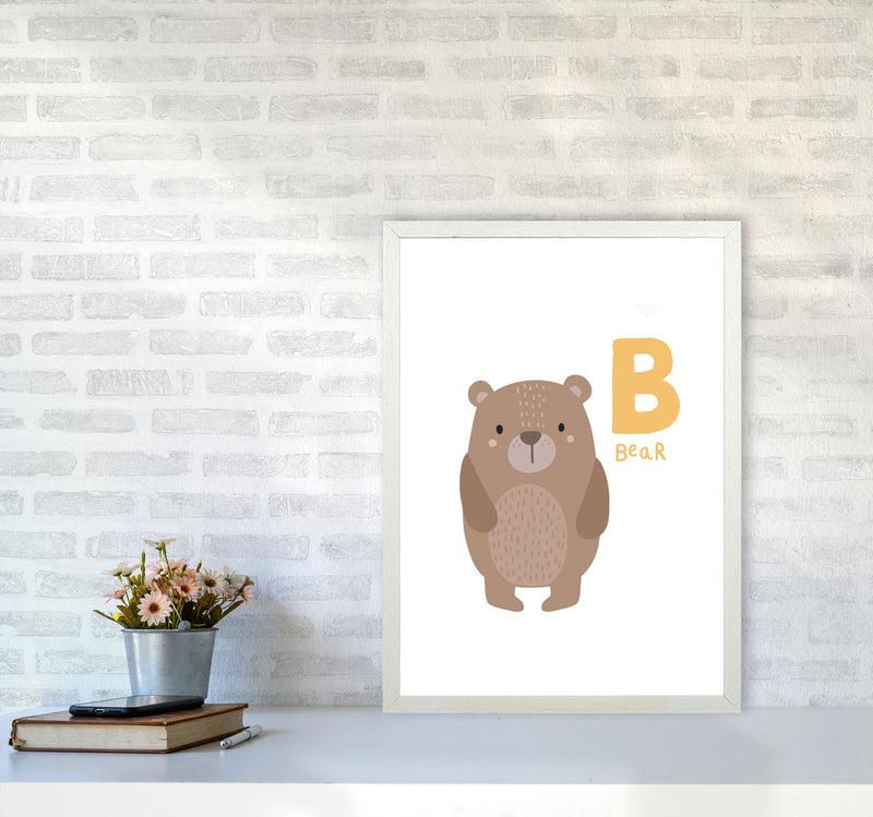 Alphabet Animals, B Is Forbear Framed Nursey Wall Art Print A2 Oak Frame