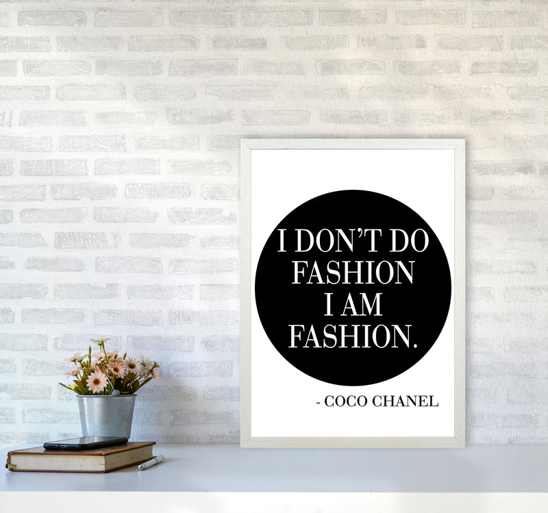 Coco Chanel I Am Fashion Framed Typography Wall Art Print A2 Oak Frame