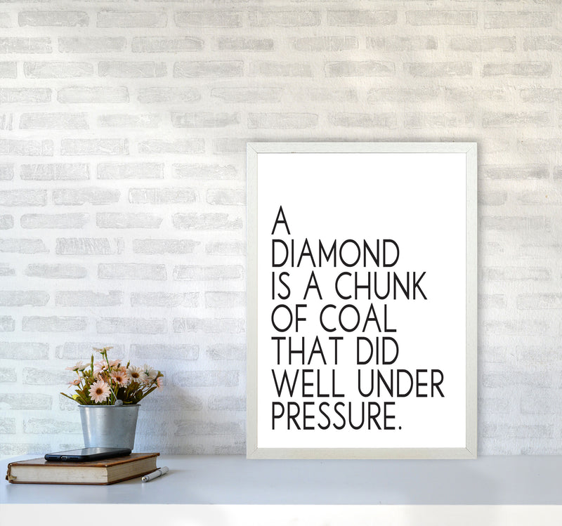 A Diamond Under Pressure Framed Typography Quote Wall Art Print A2 Oak Frame