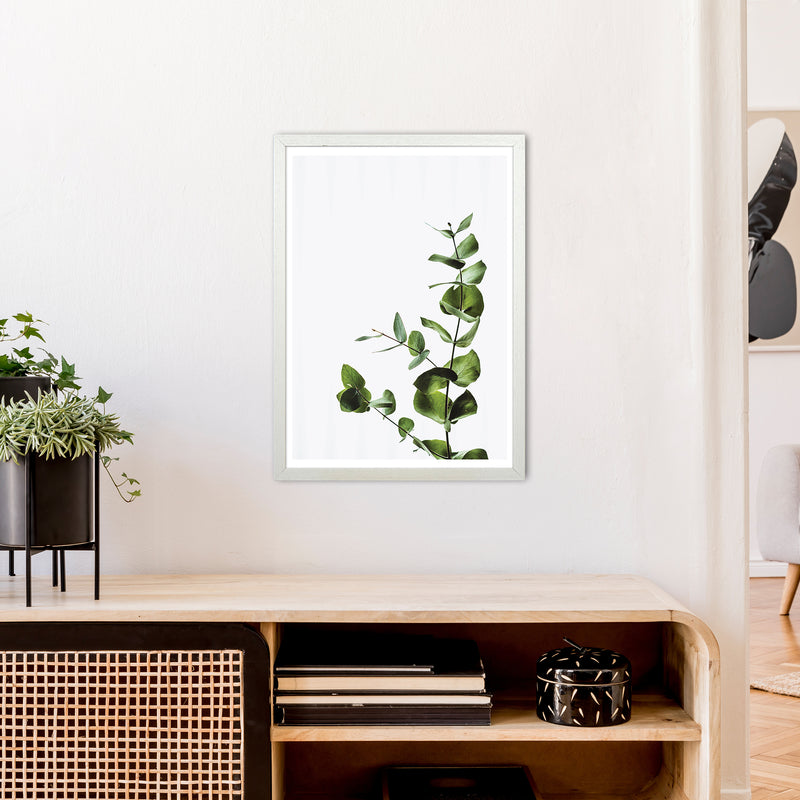 Elegant Green Plant  Art Print by Pixy Paper A2 Oak Frame