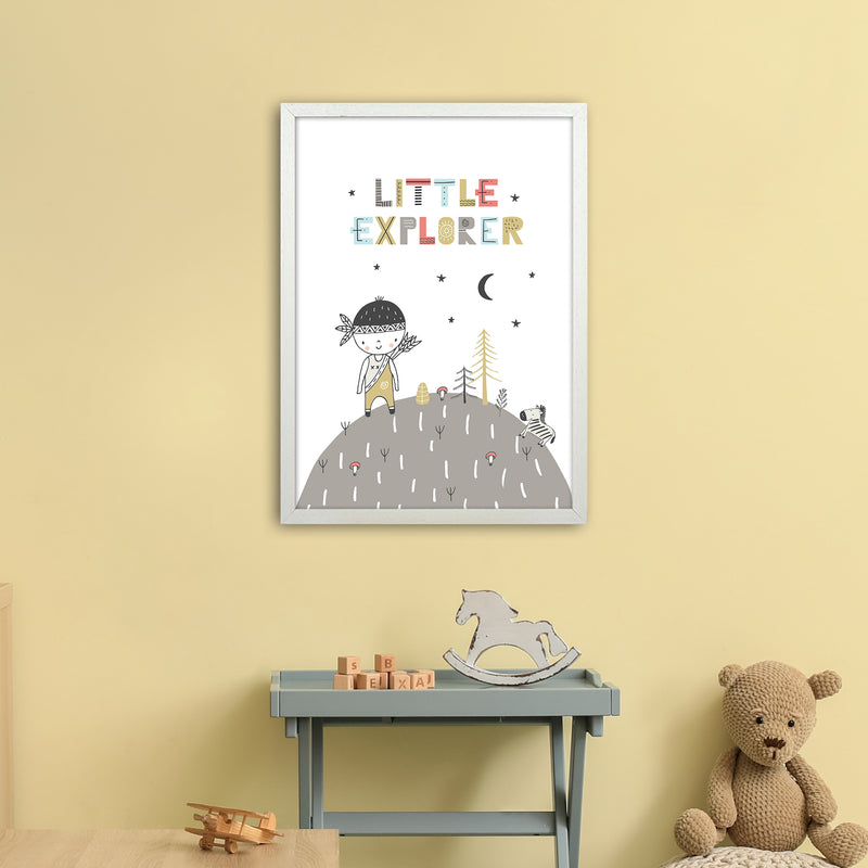 Little Explorer Hilltop  Art Print by Pixy Paper A2 Oak Frame