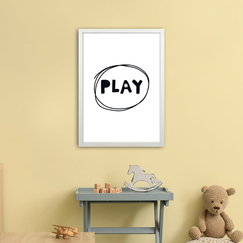 Play Super Scandi Black  Art Print by Pixy Paper A2 Oak Frame