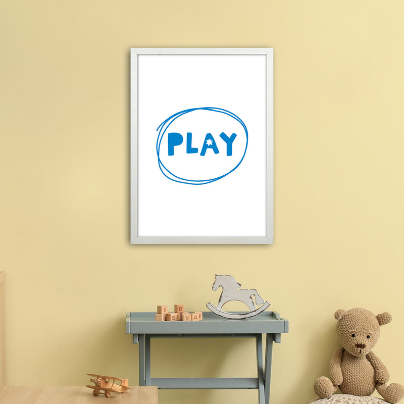 Play Blue Super Scandi  Art Print by Pixy Paper A2 Oak Frame
