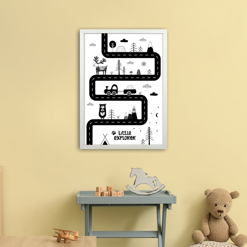 Little Explorer Track  Art Print by Pixy Paper A2 Oak Frame