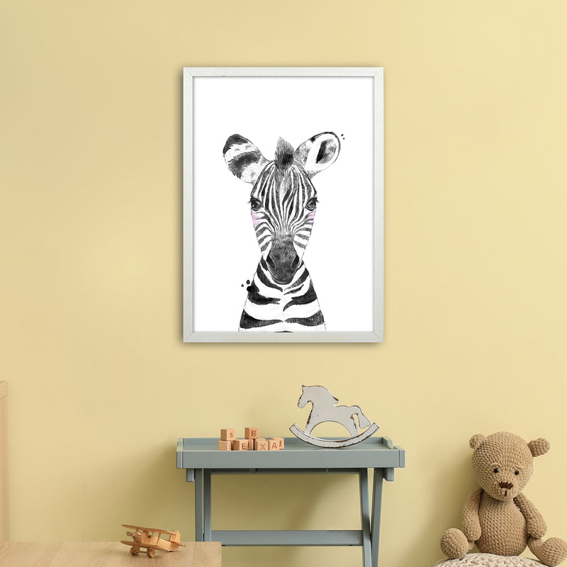 Safari Babies Zebra  Art Print by Pixy Paper A2 Oak Frame