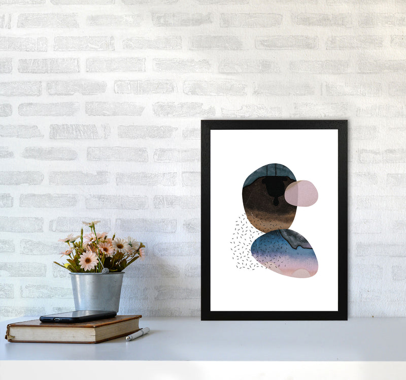 Pastel And Sand Abstract Shapes Modern Print A3 White Frame