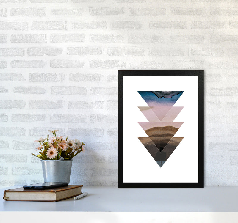 Pastel And Sand Abstract Triangles Modern Print A3 White Frame