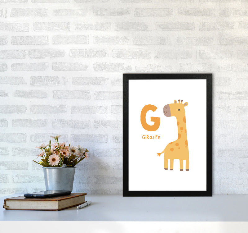 Alphabet Animals, G Is For Giraffe Framed Nursey Wall Art Print A3 White Frame