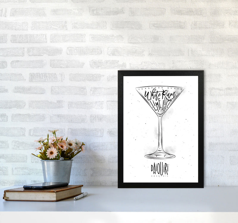 Daiquiri Cocktail Modern Print, Framed Kitchen Wall Art A3 White Frame
