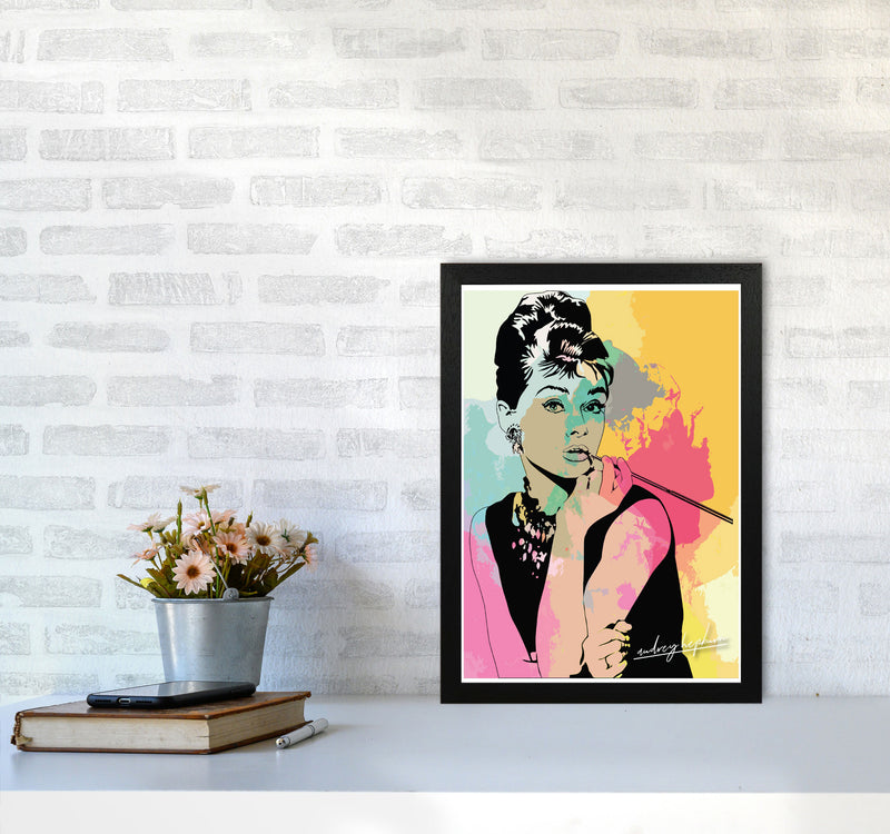 Audrey Hepburn In Colour Modern Print A3 White Frame