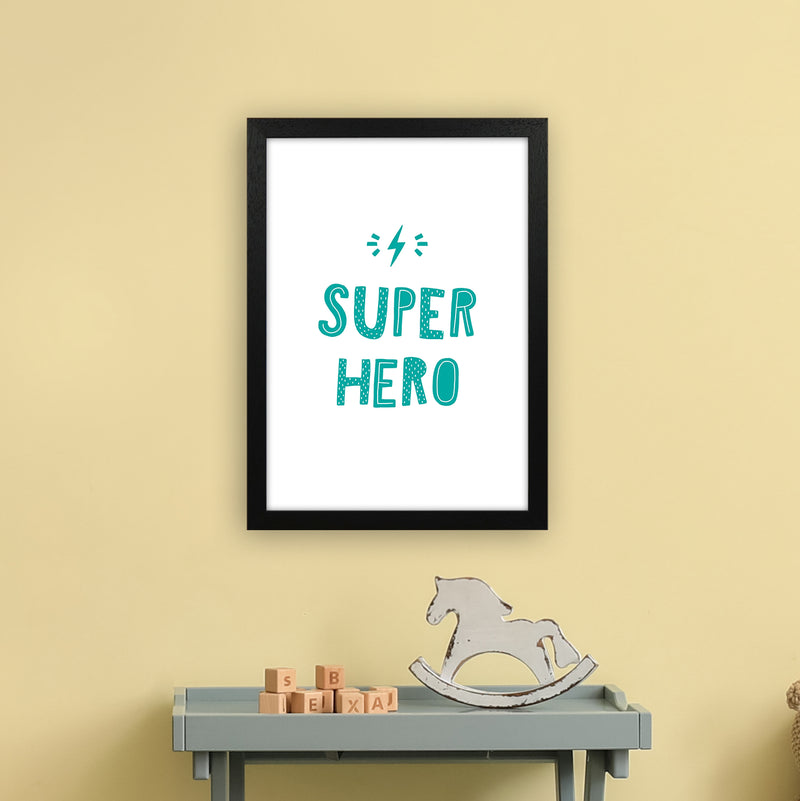 Super Hero Teal Super Scandi  Art Print by Pixy Paper A3 White Frame