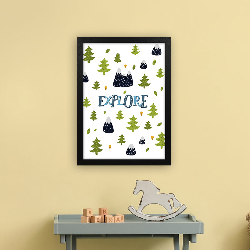 Little Explorer Trees Blue  Art Print by Pixy Paper A3 White Frame