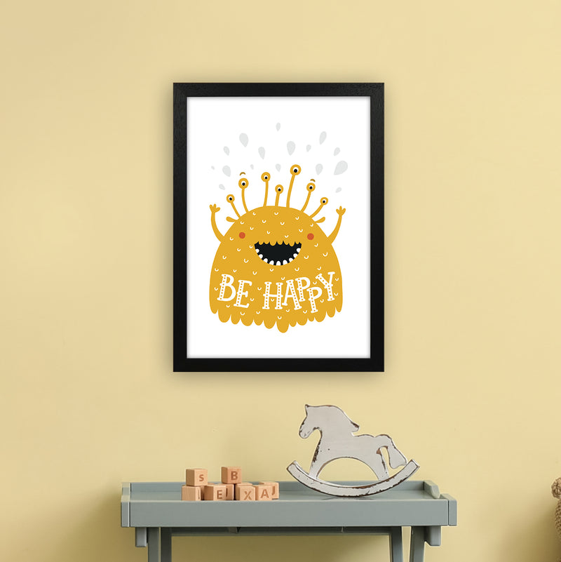 Little Monsters Be Happy  Art Print by Pixy Paper A3 White Frame