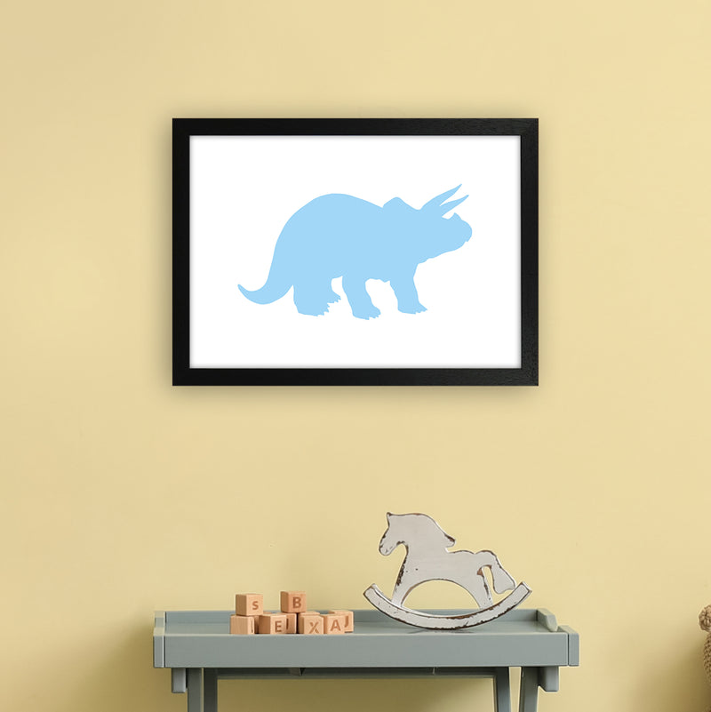 Triceratops Light Blue  Art Print by Pixy Paper A3 White Frame