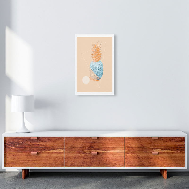 Blue And Pink Pineapple Modern Print, Framed Kitchen Wall Art A3 Canvas